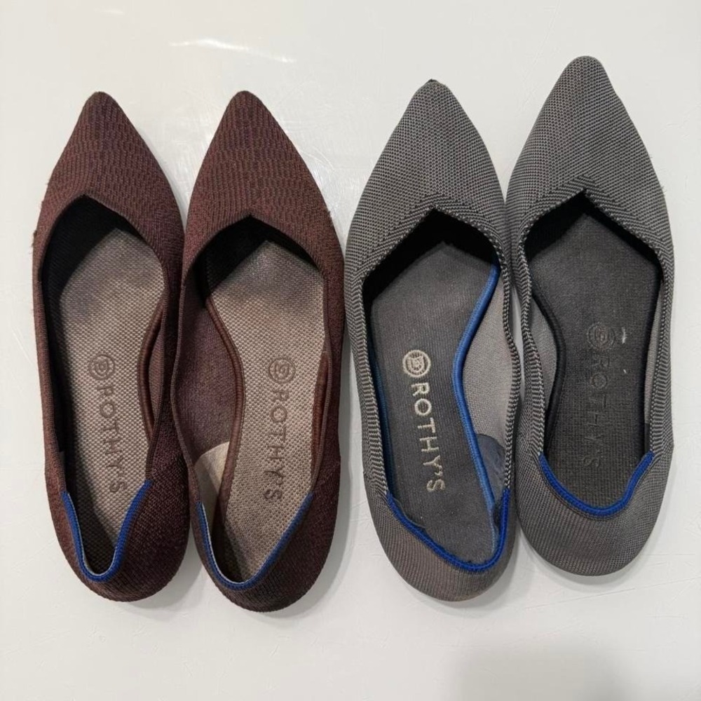 Bundle 2 pairs Rothy's brown and grey pointy toe flats - Picture 6 of 8